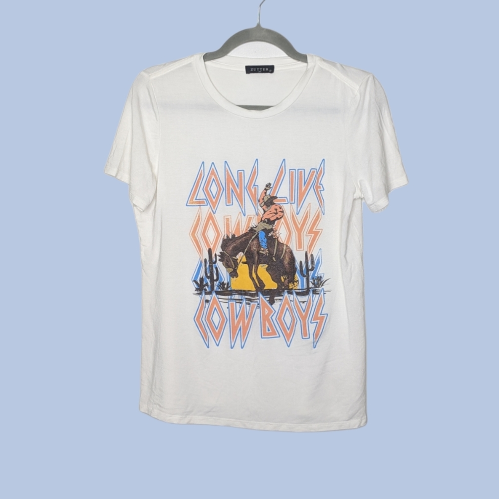 Zutter White 'Long Live Cowboys' Graphic Tee
